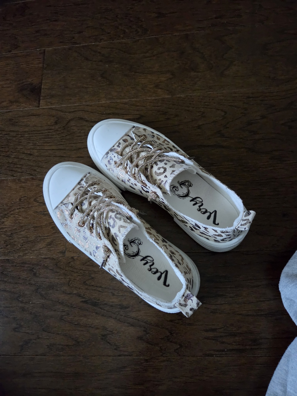 WEN Beige Leopard-Print Low Top Sneakers with Gold Sparkle Laces